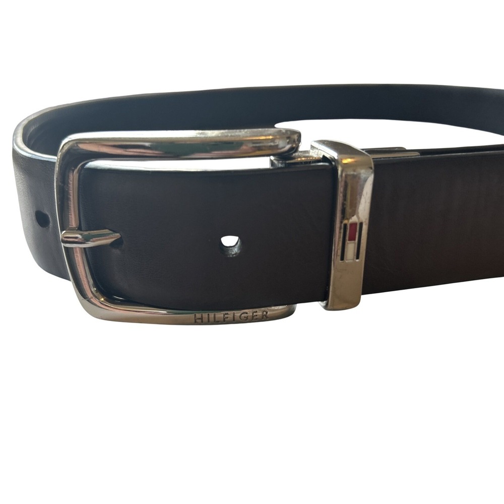 Mens Tommy Hilfiger Jeans Synthetic Leather Belt Brown/Black Size S (30-32)